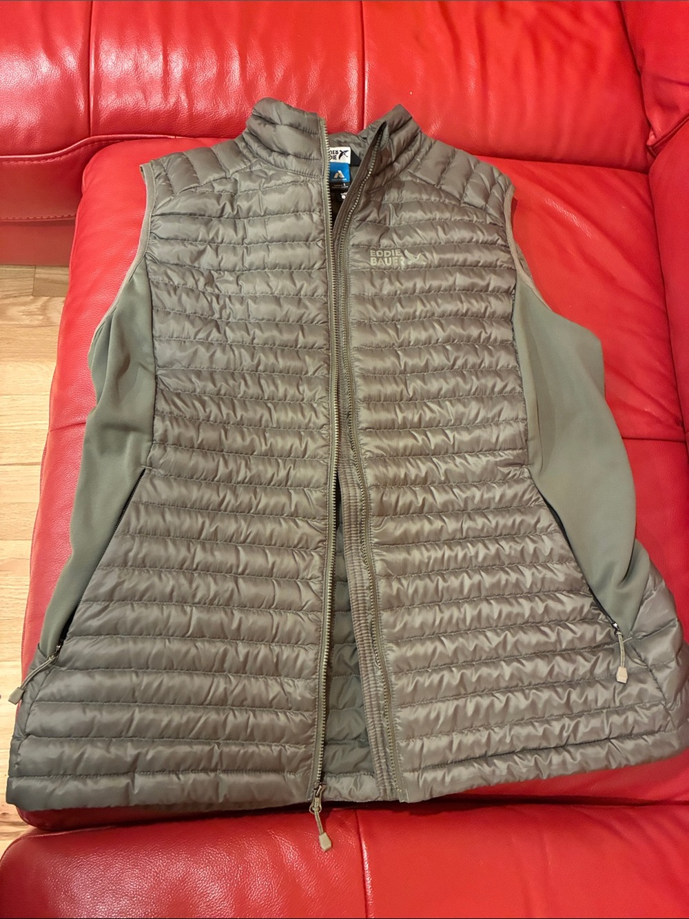 Eddie Bauer Olive Green Quilted Sleeveless Vest